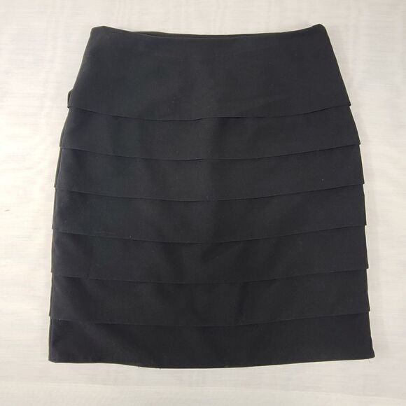 D.F.A. New York Ruffled Black A-Line Skirt - Picture 3 of 6
